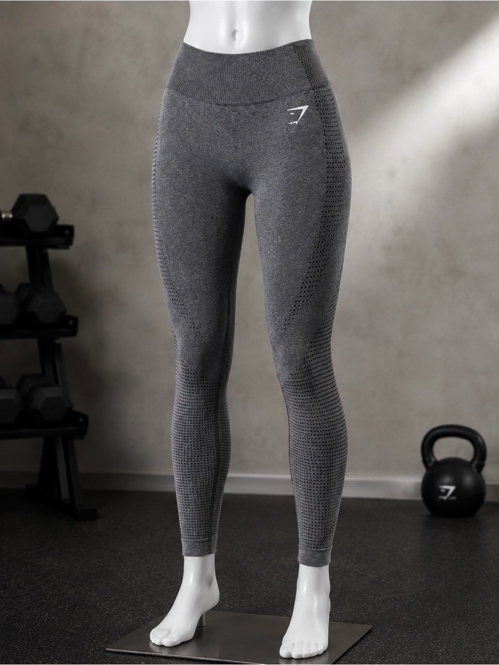 Gymshark Charcoal Seamless High Rise Leggings XS Perforated Knit